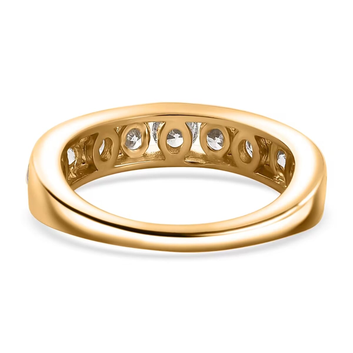 Luxuriant Lab Grown Diamond SI 1.50 ctw Half Eternity Band Ring in 18K Vermeil Yellow Gold Over Sterling Silver (Size 7.0) image number 9