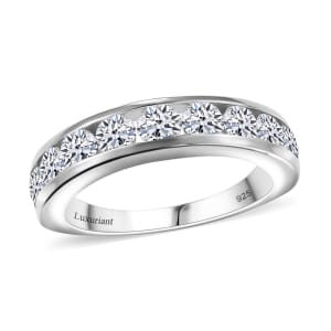 Luxuriant Lab Grown Diamond SI 1.50 ctw Half Eternity Band Ring in Rhodium Over Sterling Silver (Size 7.0)