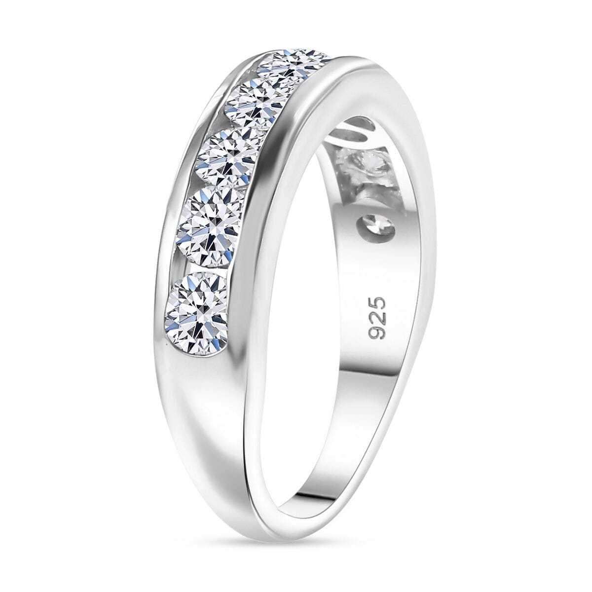 Luxuriant Lab Grown Diamond SI 1.50 ctw Half Eternity Band Ring in Rhodium Over Sterling Silver (Size 7.0) image number 3