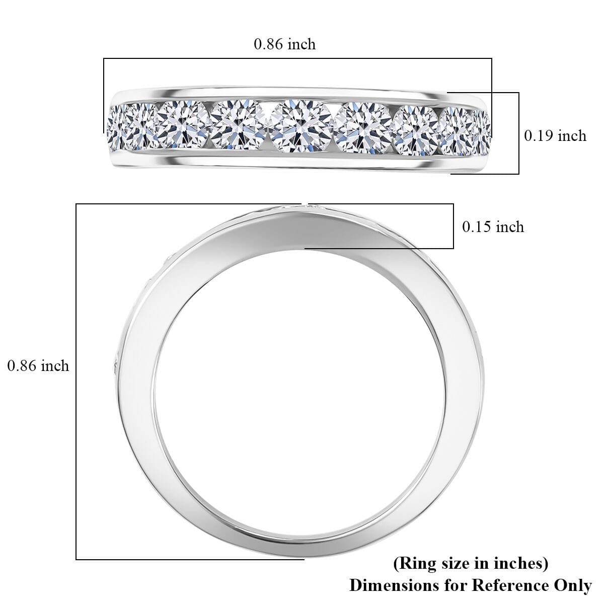 Luxuriant Lab Grown Diamond SI 1.50 ctw Half Eternity Band Ring in Rhodium Over Sterling Silver (Size 7.0) image number 5