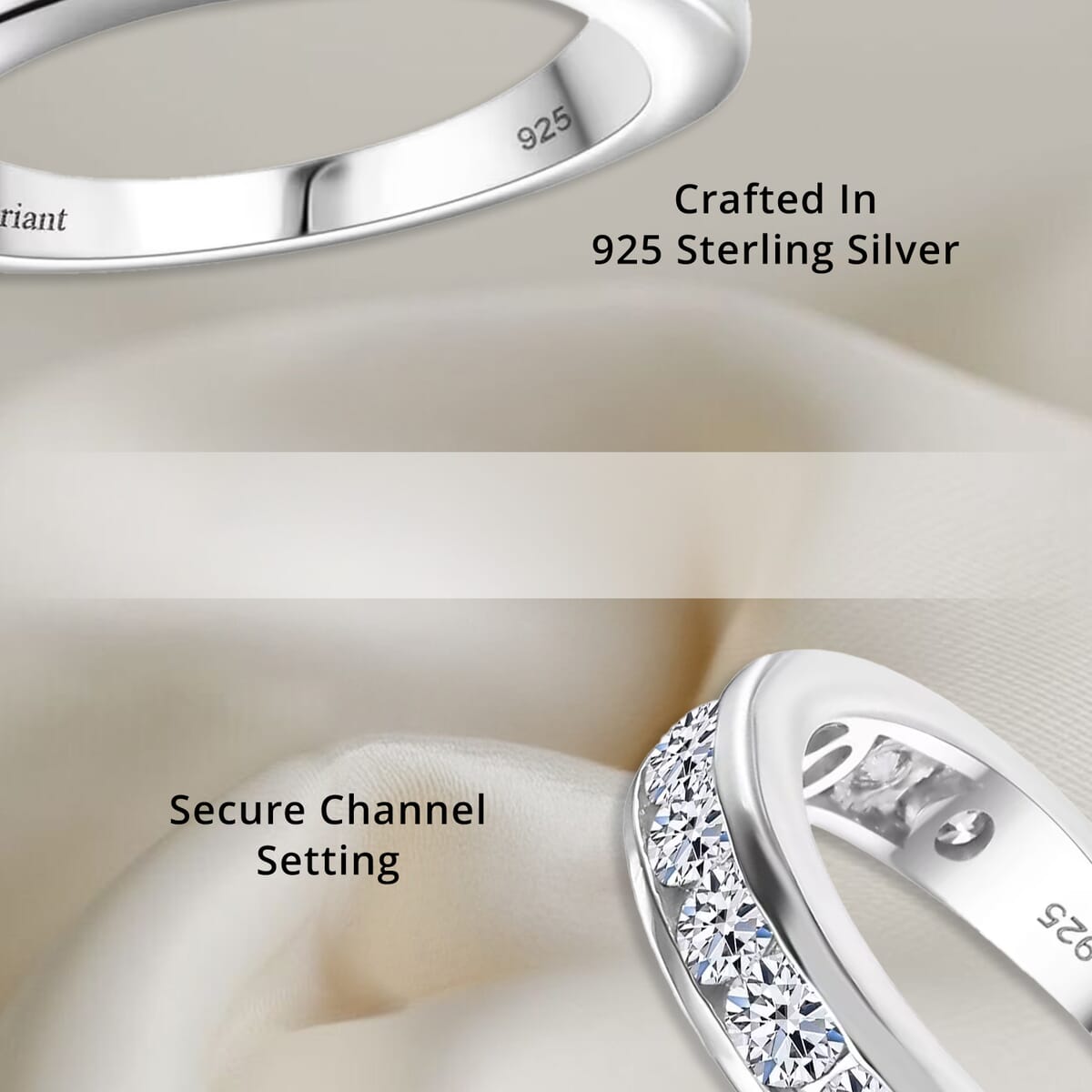Luxuriant Lab Grown Diamond SI 1.50 ctw Half Eternity Band Ring in Rhodium Over Sterling Silver (Size 9.0) image number 2