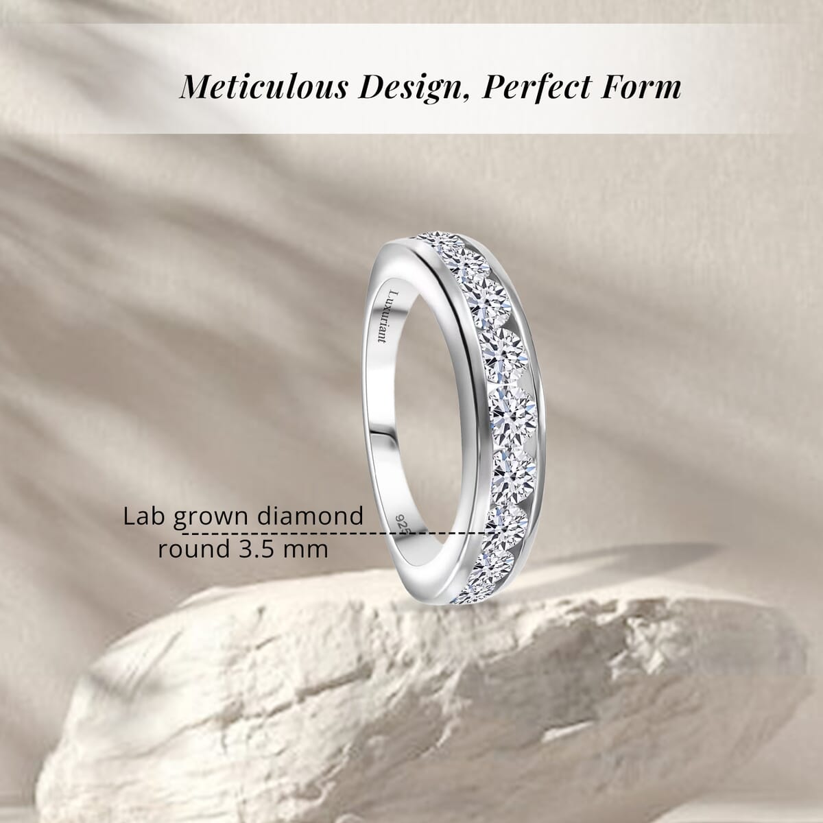 Luxuriant Lab Grown Diamond SI 1.50 ctw Half Eternity Band Ring in Rhodium Over Sterling Silver (Size 9.0) image number 5