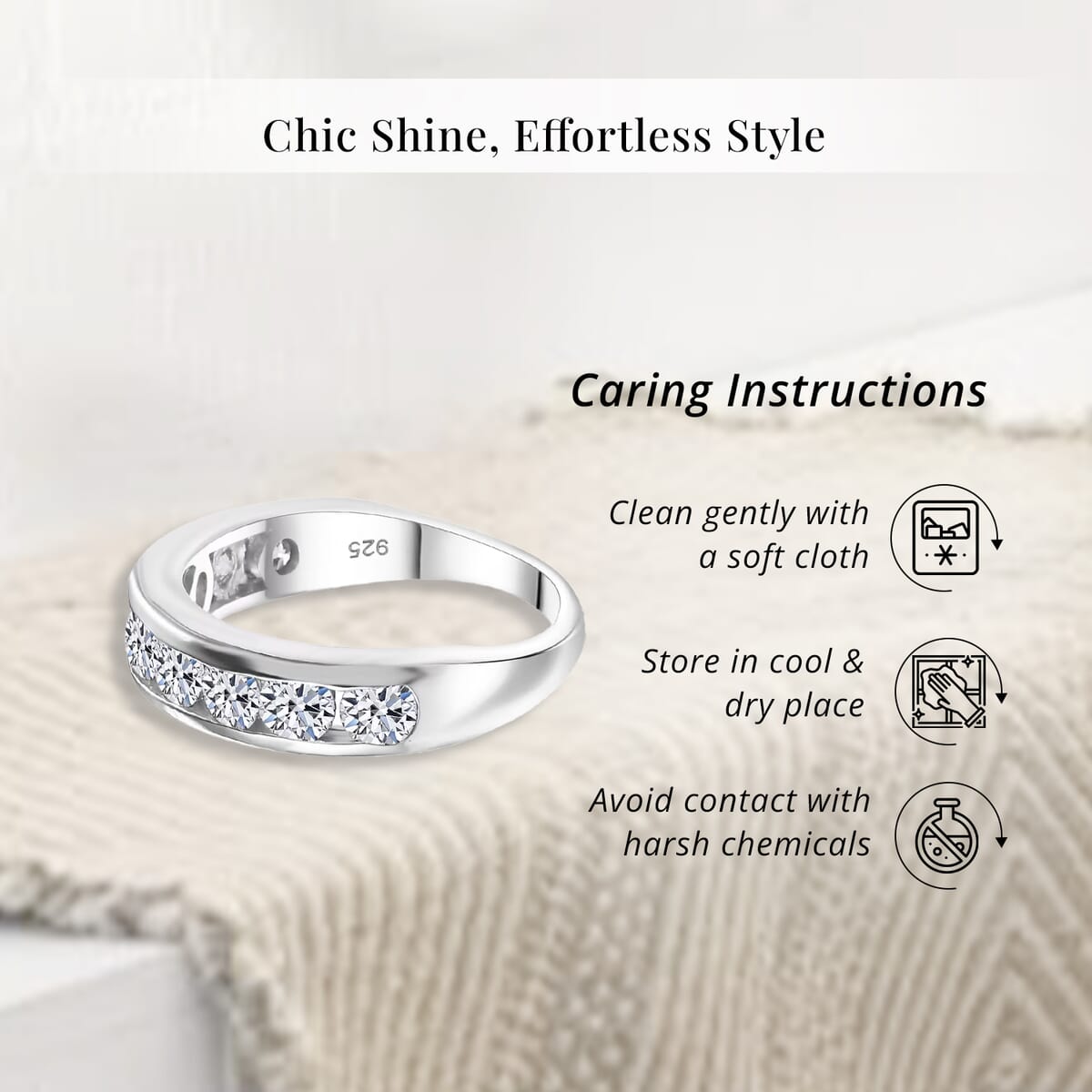 Luxuriant Lab Grown Diamond SI 1.50 ctw Half Eternity Band Ring in Rhodium Over Sterling Silver (Size 9.0) image number 6