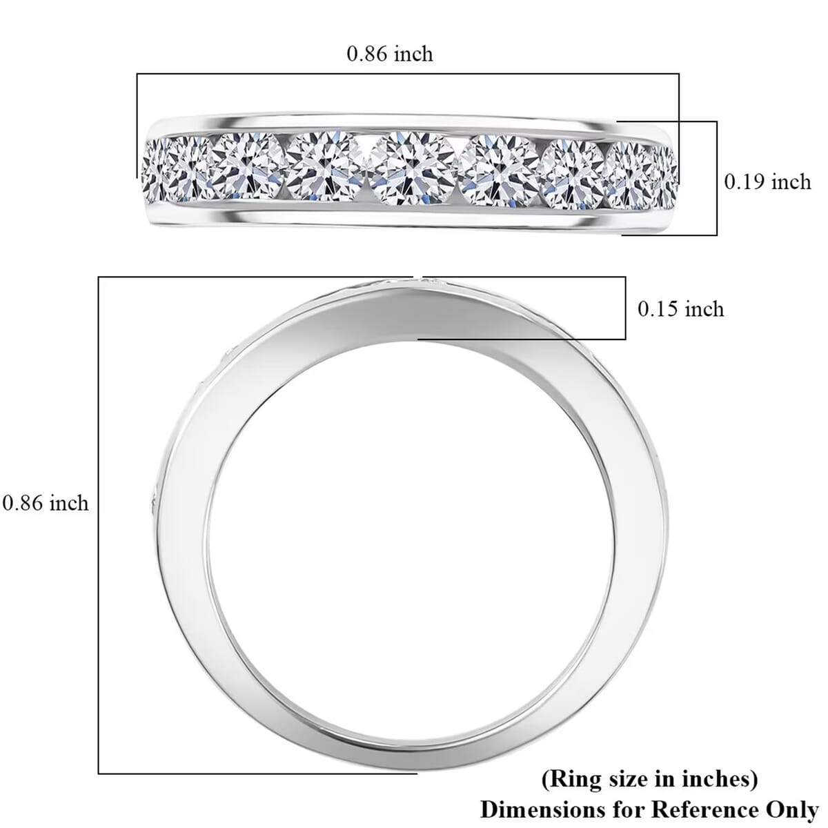 Luxuriant Lab Grown Diamond SI 1.50 ctw Half Eternity Band Ring in Rhodium Over Sterling Silver (Size 9.0) image number 7