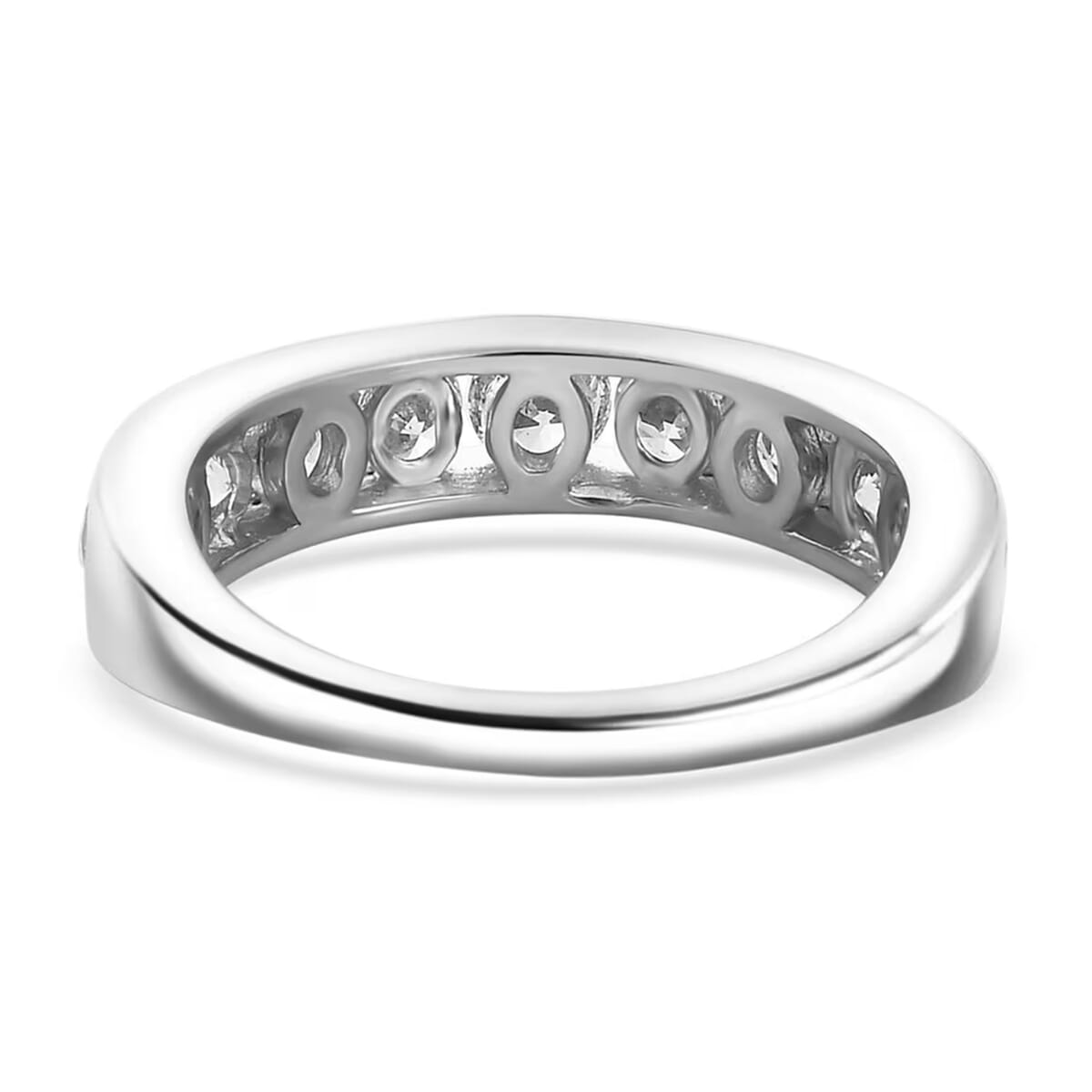 Luxuriant Lab Grown Diamond SI 1.50 ctw Half Eternity Band Ring in Rhodium Over Sterling Silver (Size 9.0) image number 9