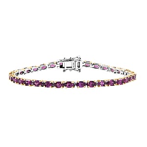 D'Joy Radiant Ember Garnet 10.15 ctw Tennis Bracelet in 18K Vermeil YG and Rhodium Over Sterling Silver (7.25 In)