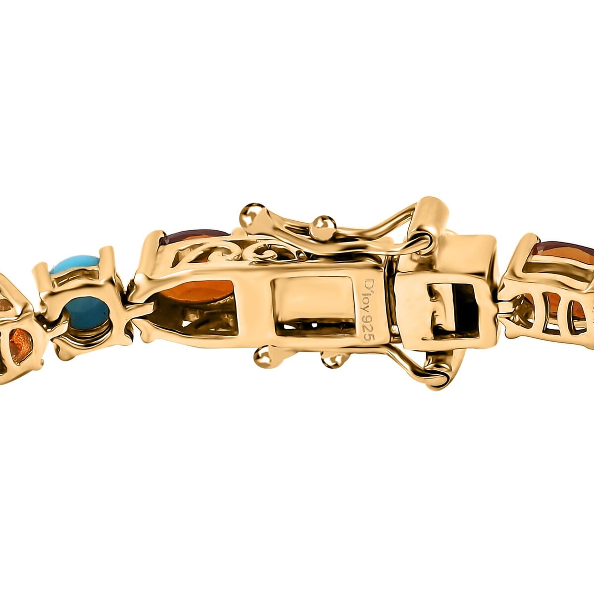 Premium Sleeping Beauty Turquoise and Santa Ana Madeira Citrine 10.75 ctw Tennis Bracelet in 18K Vermeil Yellow Gold Over Sterling Silver (6.50 In) image number 3