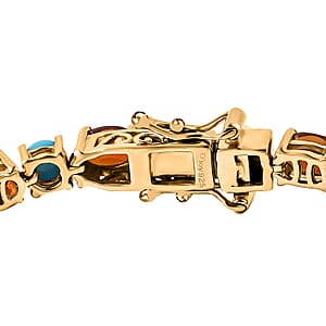D'Joy Premium Sleeping Beauty Turquoise and Santa Ana Madeira Citrine 10.75 ctw Tennis Bracelet in 18K Vermeil Yellow Gold Over Sterling Silver (6.50 In)