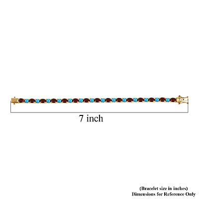D'Joy Premium Sleeping Beauty Turquoise and Santa Ana Madeira Citrine 10.75 ctw Tennis Bracelet in 18K Vermeil Yellow Gold Over Sterling Silver (6.50 In)