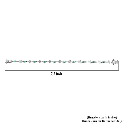 D'Joy Boyaca Colombian Emerald and Moissanite 3.50 ctw Leaves Bracelet in Rhodium Over Sterling Silver (7.25 In)