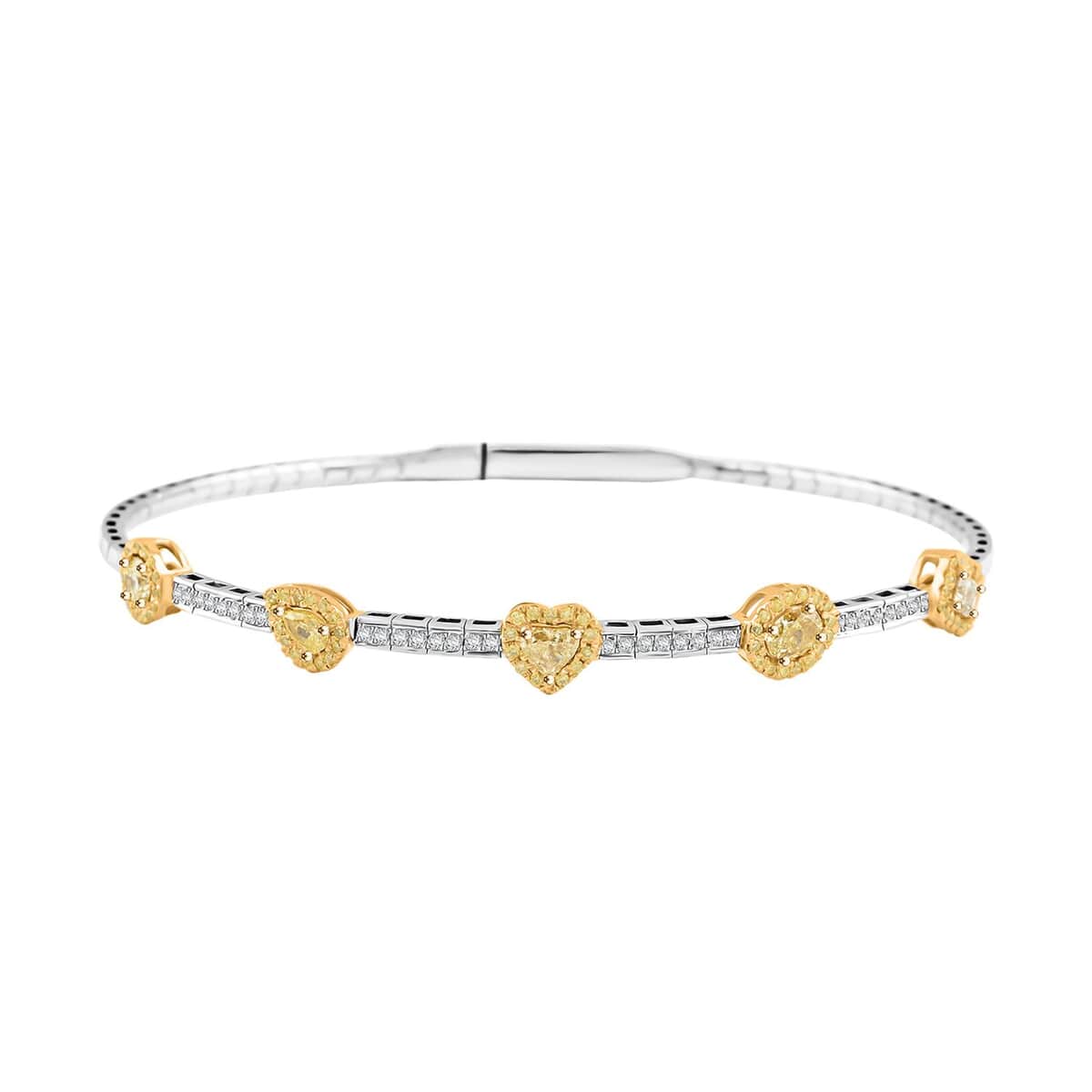 Modani 14K Yellow and White Gold Natural Yellow Diamond, White Diamond (SI) Bangle Bracelet (6.75 In) (6 g) 1.15 ctw image number 0