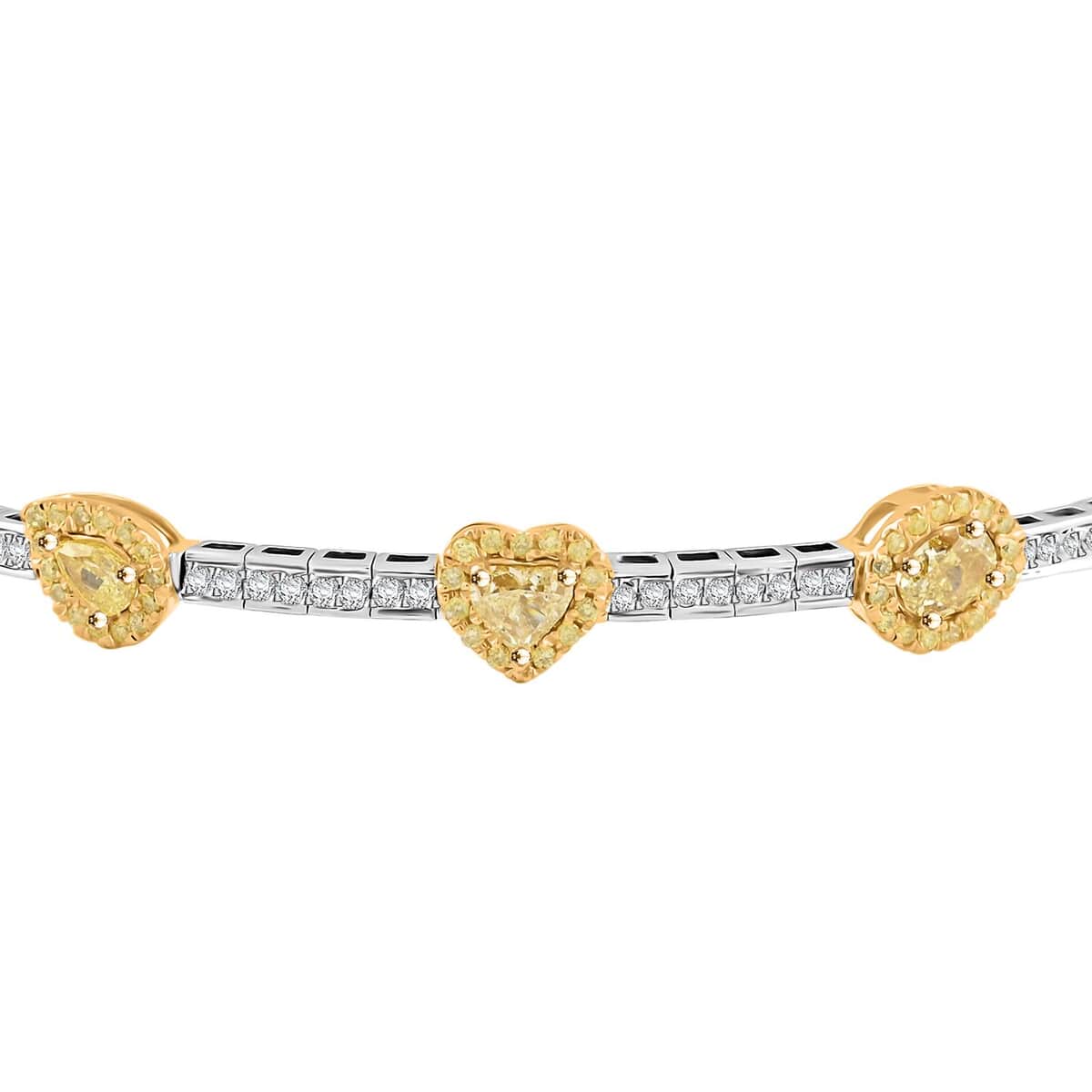 Modani 14K Yellow and White Gold Natural Yellow Diamond, White Diamond (SI) Bangle Bracelet (6.75 In) (6 g) 1.15 ctw image number 2