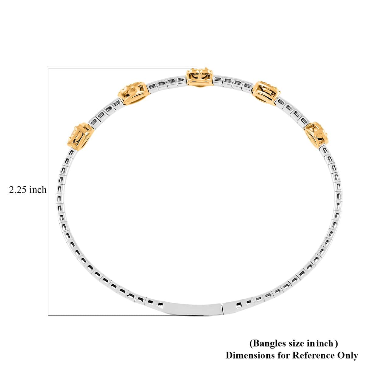 Modani 14K Yellow and White Gold Natural Yellow Diamond, White Diamond (SI) Bangle Bracelet (6.75 In) (6 g) 1.15 ctw image number 4