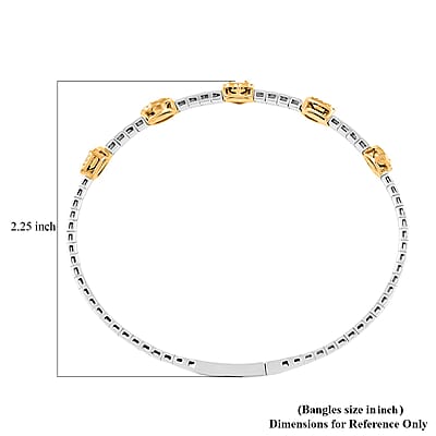 Modani Natural Yellow Diamond, White Diamond SI 1.15 ctw Bangle Bracelet in 14K Yellow and White Gold (6.75 In) 6 Grams