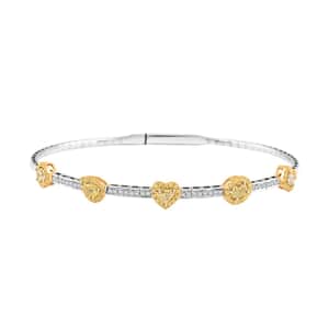 Modani Natural Yellow Diamond, White Diamond SI 1.15 ctw Bangle Bracelet in 14K Yellow and White Gold (7.00 In) 6.17 Grams