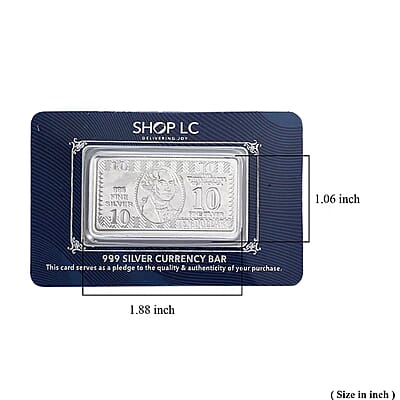 Kundan 999.9 Fine Silver Bullion Currency Bar 10 Grams