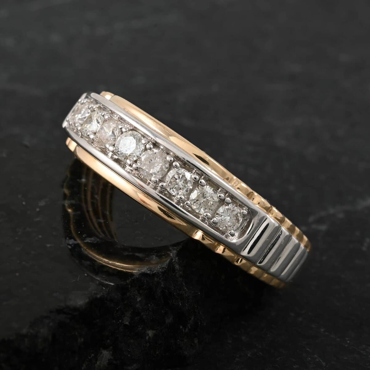 10K Yellow and White Gold White Diamond (G-H, I1) Ring (Size 9.5) (4.65 g) 0.50 ctw image number 1