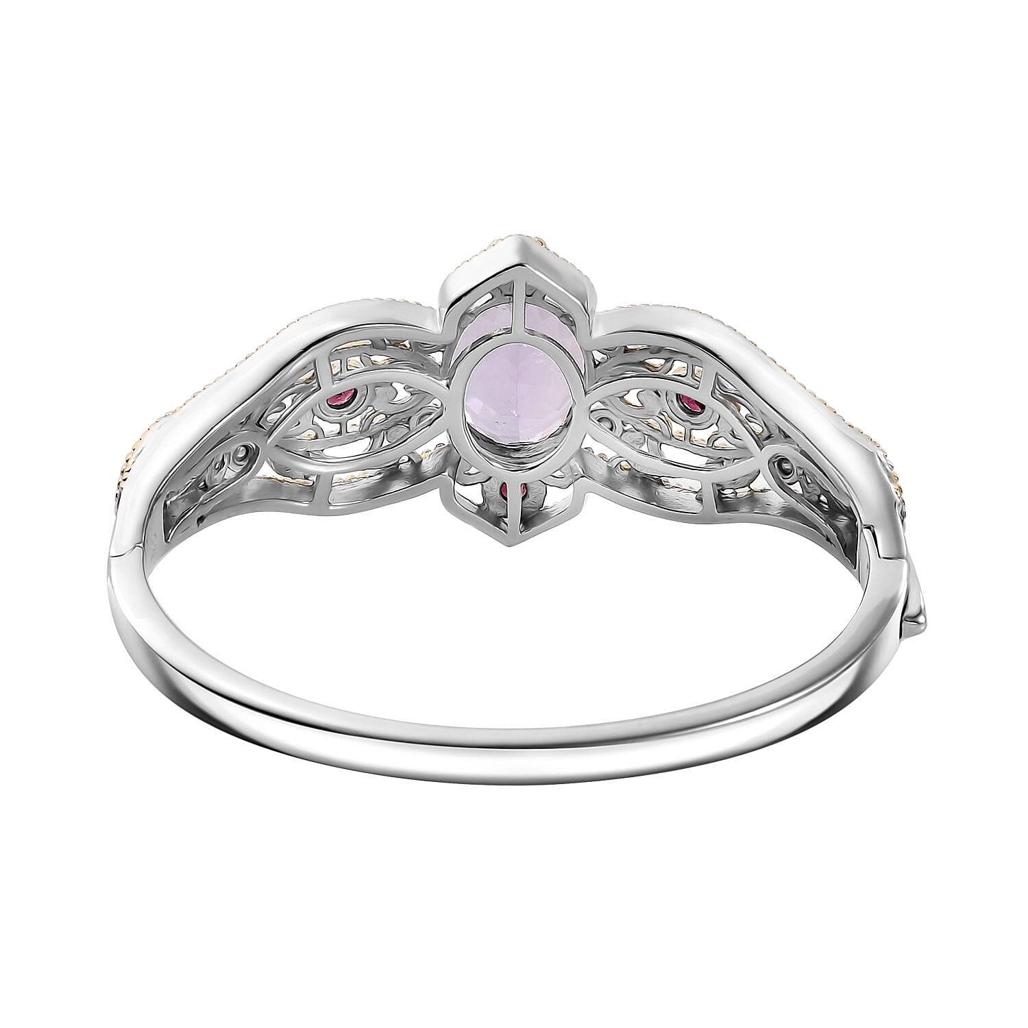 Karis Rose De France Amethyst and Orissa Rhodolite Garnet 13.40 ctw Bangle Bracelet in 18K YG Plated and Platinum Bond (6.50 In)