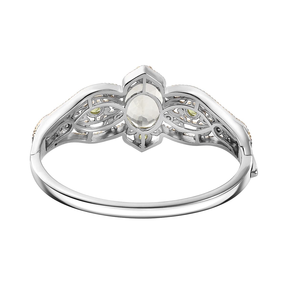 Karis Montezuma Prasiolite and Peridot 11.85 ctw Bangle Bracelet in 18K YG Plated and Platinum Bond (6.50 In) image number 4
