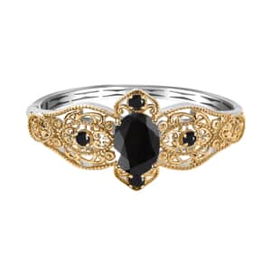 Karis Thai Black Spinel 13.35 ctw Bangle Bracelet in 18K YG Plated and Platinum Bond (6.50 In)