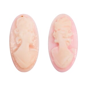 Set of 2 Light Cameo (Ovl 14x7 mm) 2.45 ctw
