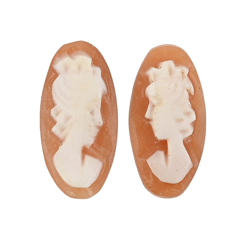 Set of 2 Dark Cameo (Ovl 14x7 mm) 3.35 ctw