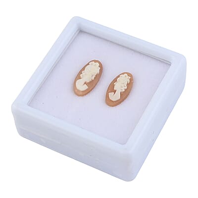 Set of 2 Dark Cameo (Ovl 14x7 mm) 3.35 ctw