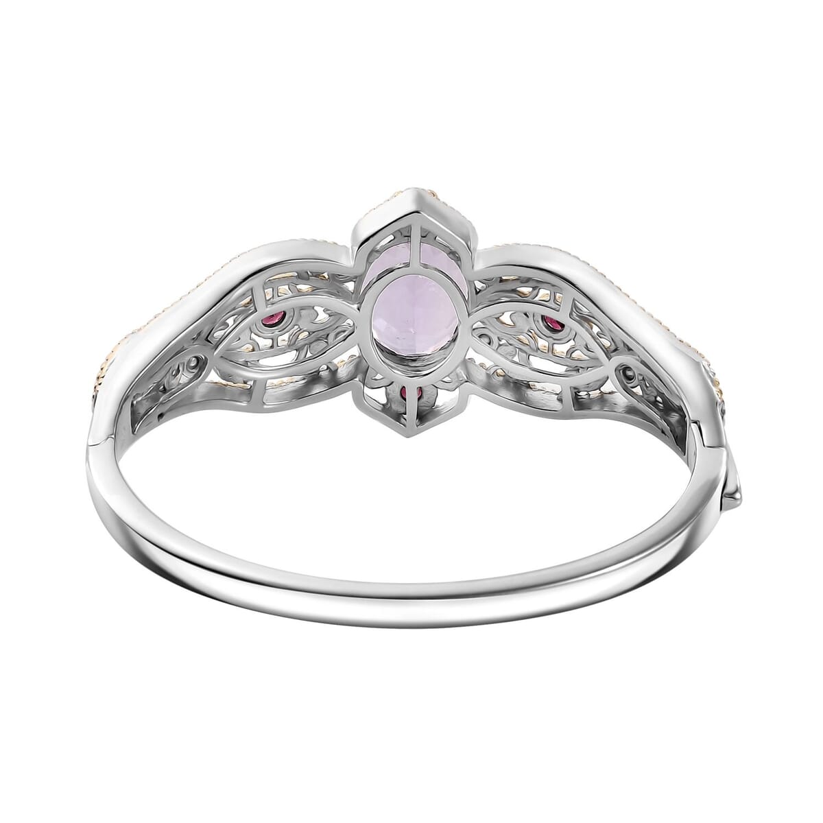 Karis Rose De France Amethyst and Orissa Rhodolite Garnet 13.40 ctw Bangle Bracelet in 18K YG Plated and Platinum Bond (7.25 In) image number 4