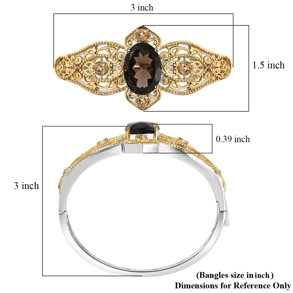Karis Brazilian Smoky Quartz and Brazilian Citrine 11.15 ctw Bangle Bracelet in 18K YG Plated and Platinum Bond (8.00 In) image number 5