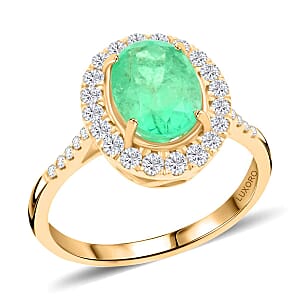 Certified & Appraised Luxoro AAA Boyaca Colombian Emerald and I2 Diamond 2.65 ctw Ring in 14K Yellow Gold (Size 6.5)