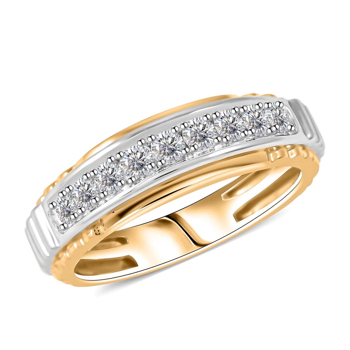 White Diamond G-H I1 0.50 ctw Ring in 10K Yellow and White Gold (Size 10.0) 4.65 Grams image number 0