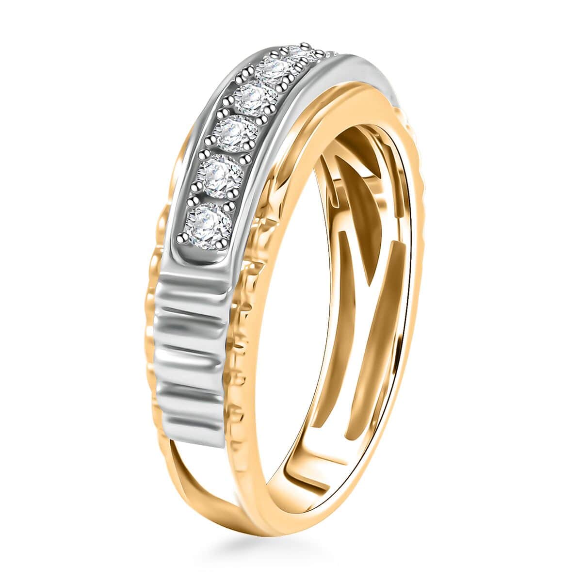 White Diamond G-H I1 0.50 ctw Ring in 10K Yellow and White Gold (Size 10.0) 4.65 Grams image number 3