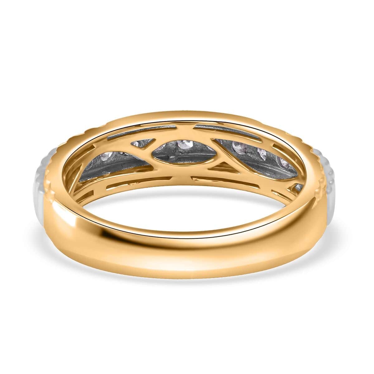White Diamond G-H I1 0.50 ctw Ring in 10K Yellow and White Gold (Size 11.0) 4.65 Grams image number 4