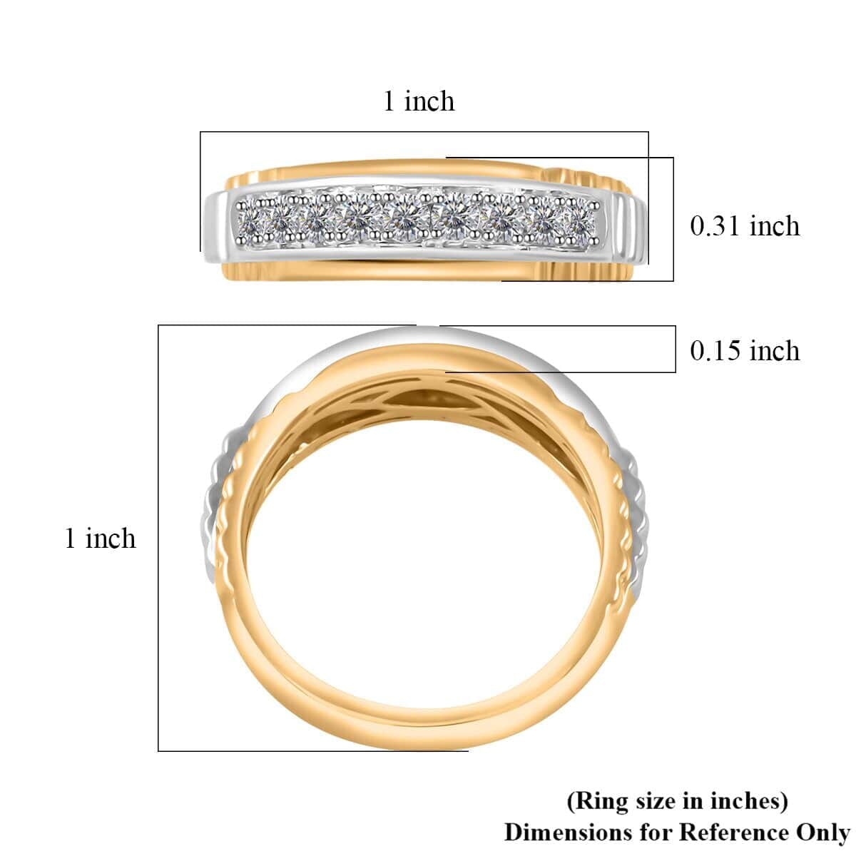 White Diamond G-H I1 0.50 ctw Ring in 10K Yellow and White Gold (Size 11.0) 4.65 Grams image number 5