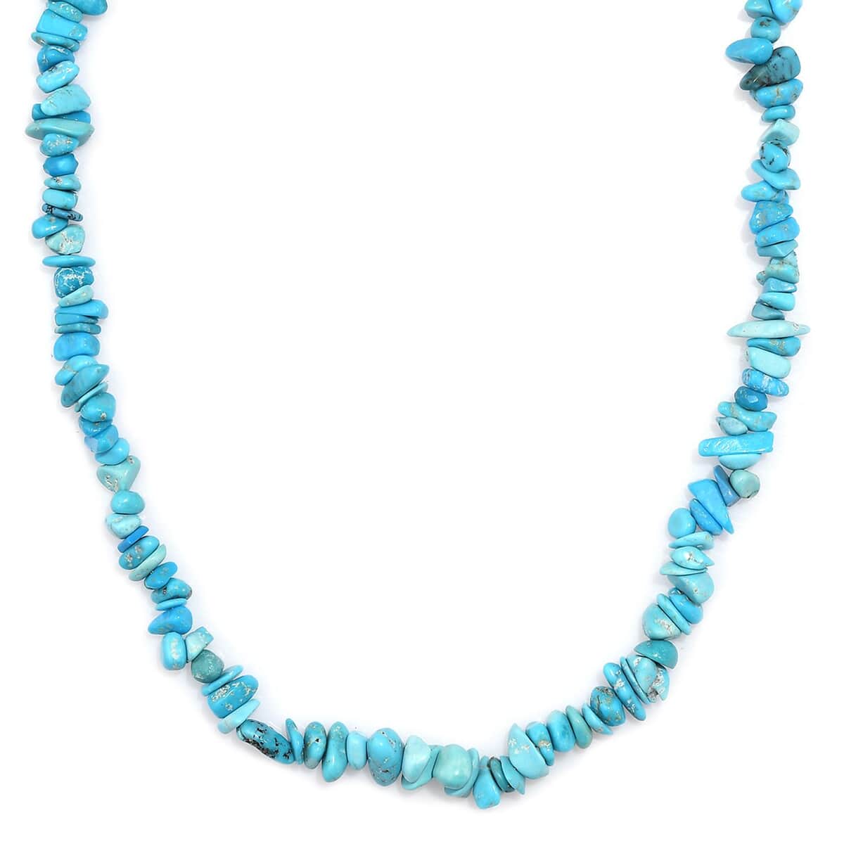 Sleeping Beauty Turquoise 65.00 ctw Chips Necklace in Rhodium Over Sterling Silver 18-20 Inches image number 0