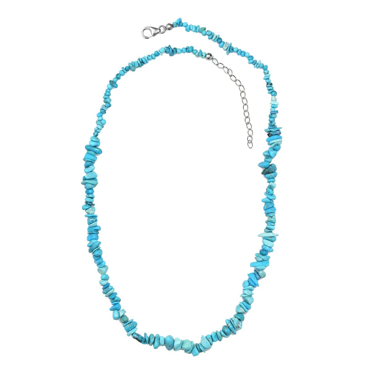 Sleeping Beauty Turquoise 65.00 ctw Chips Necklace in Rhodium Over Sterling Silver 18-20 Inches image number 3