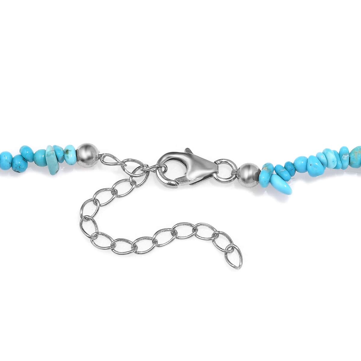 Sleeping Beauty Turquoise 65.00 ctw Chips Necklace in Rhodium Over Sterling Silver 18-20 Inches image number 4