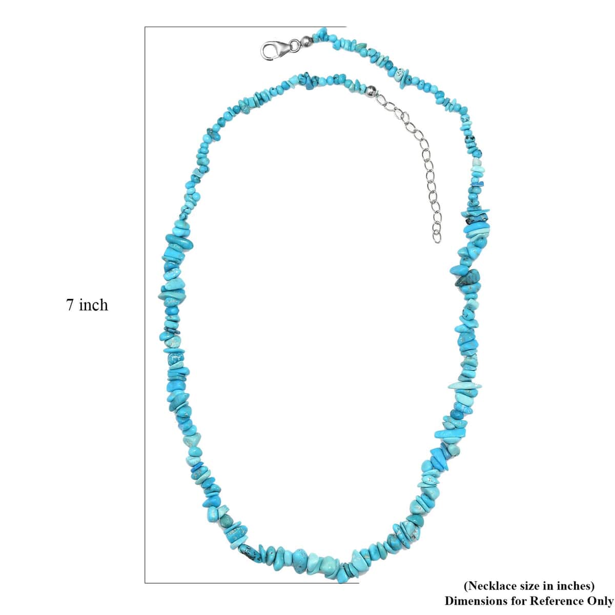 Sleeping Beauty Turquoise 65.00 ctw Chips Necklace in Rhodium Over Sterling Silver 18-20 Inches image number 5