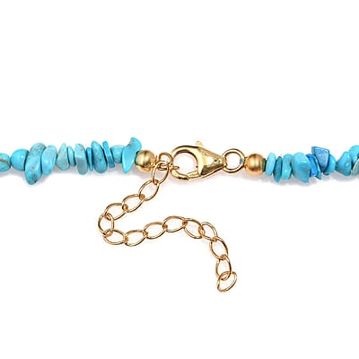 Sleeping Beauty Turquoise 80.00 ctw Beaded and Chips Necklace in 18K Yellow Gold Over Sterling Silver 18-20 Inches