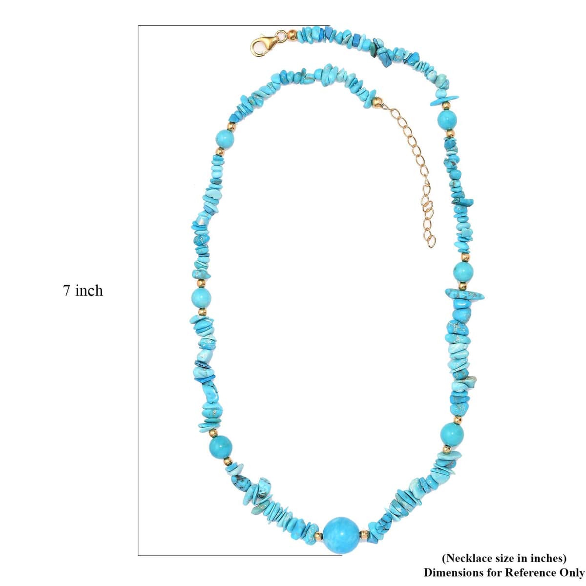 Sleeping Beauty Turquoise 80.00 ctw Beaded and Chips Necklace in 18K Yellow Gold Over Sterling Silver 18-20 Inches image number 5