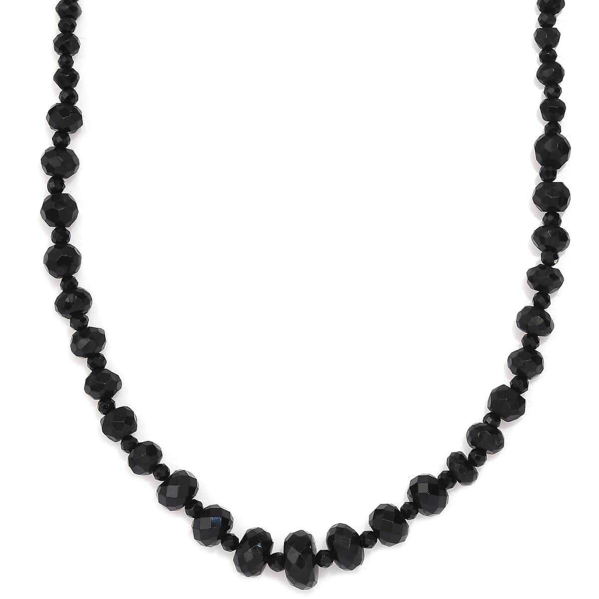 Thai Black Spinel 90.00 ctw Beaded Necklace in Rhodium Over Sterling Silver 18-20 Inches image number 0