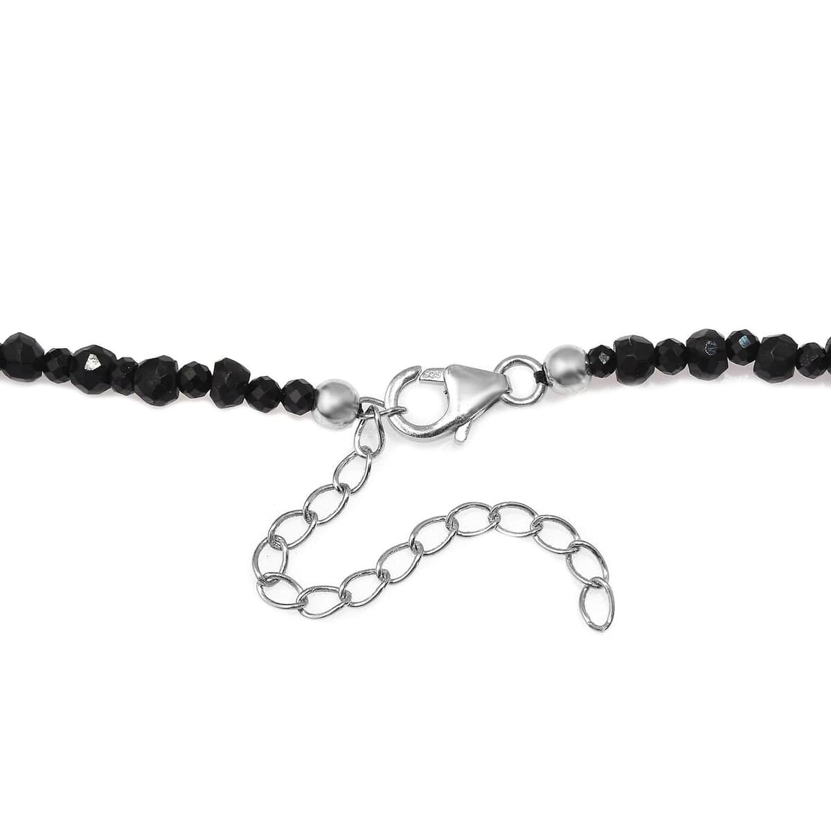 Thai Black Spinel 90.00 ctw Beaded Necklace in Rhodium Over Sterling Silver 18-20 Inches image number 4