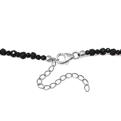 Thai Black Spinel 90.00 ctw Beaded Necklace in Rhodium Over Sterling Silver 18-20 Inches