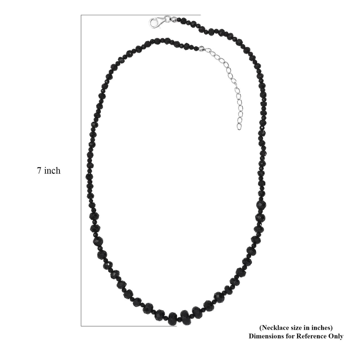 Thai Black Spinel 90.00 ctw Beaded Necklace in Rhodium Over Sterling Silver 18-20 Inches image number 5