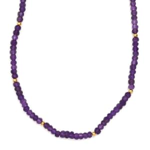 African Amethyst 45.00 ctw Beaded Necklace in 18K Yellow Gold Over Sterling Silver 18-20 Inches