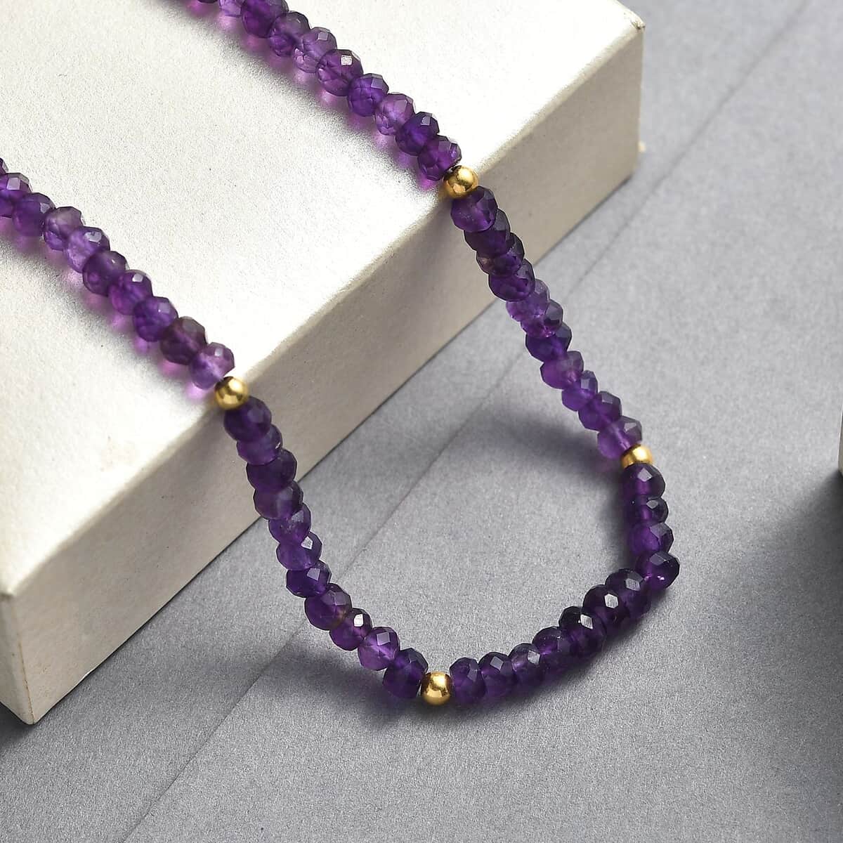 African Amethyst 45.00 ctw Beaded Necklace in 18K Yellow Gold Over Sterling Silver 18-20 Inches image number 1