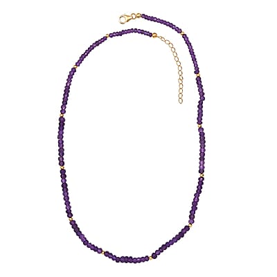 African Amethyst 45.00 ctw Beaded Necklace in 18K Yellow Gold Over Sterling Silver 18-20 Inches