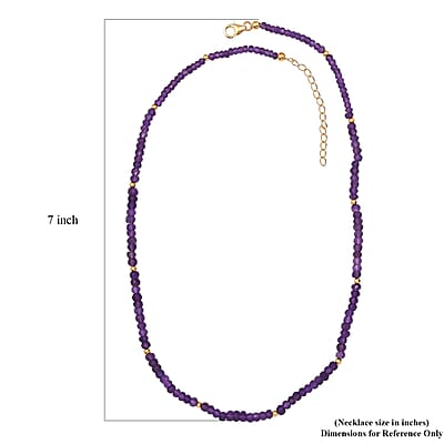African Amethyst 45.00 ctw Beaded Necklace in 18K Yellow Gold Over Sterling Silver 18-20 Inches