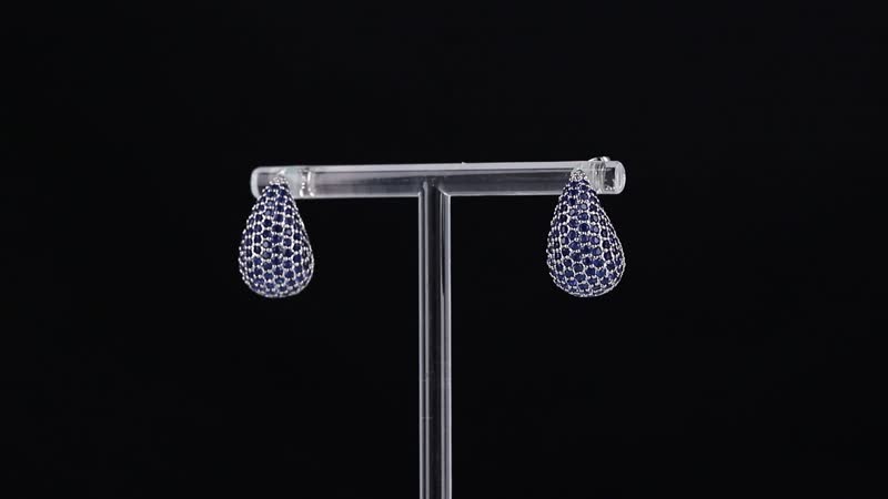 Simulated Blue Diamond Earrings in Silvertone 0.50 ctw