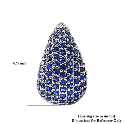 Simulated Blue Diamond Earrings in Silvertone